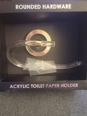 Acrylic Toilet Paper Holder with Rounded Gold Hardware